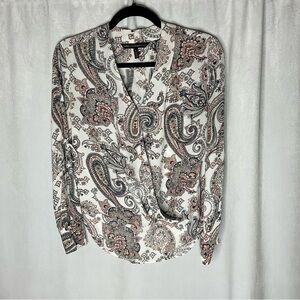 White House Black Market Paisley Blouse Size 0